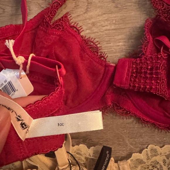 Elegant Lace Bra Set - Red and Beige - Picture 6 of 6